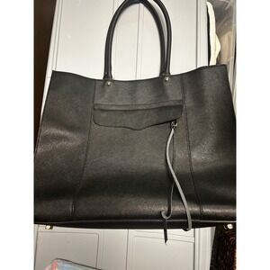 Rebecca Minkoff Large MAB Saffiano Leather Shoulder‎ Purse Tote Bag BLACK